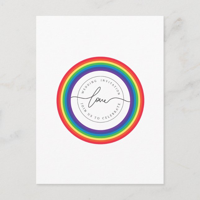 Rainbow World Wedding Announcement Postcard Ankündigungspostkarte (Vorderseite)