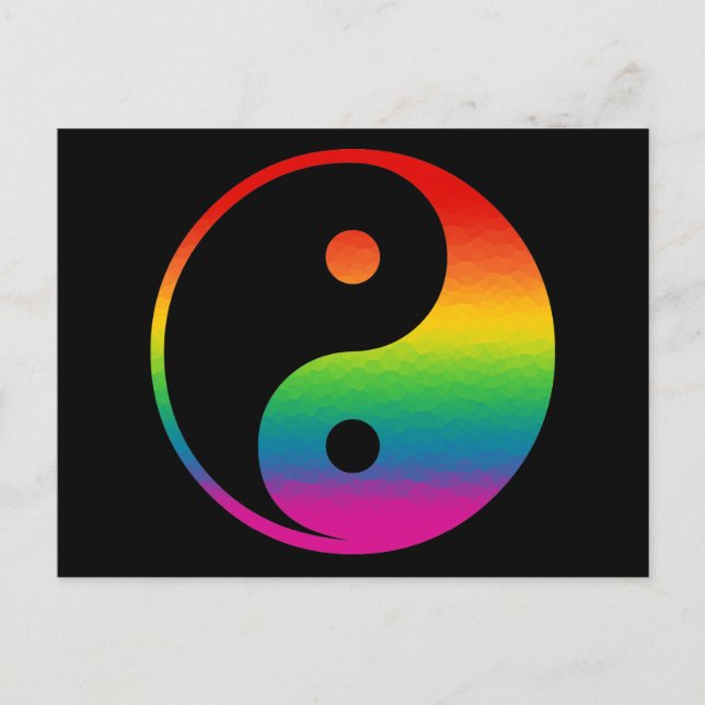 Rainbow Yin Yang Postkarte (Vorderseite)