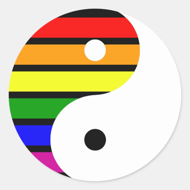 Rainbow Yin Yang Runder Aufkleber (Vorderseite)