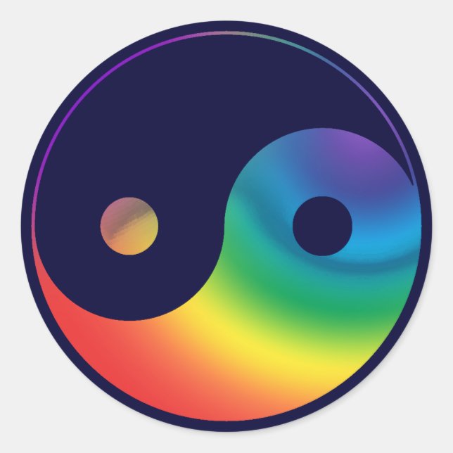 Rainbow Yin Yang Symbol Runder Aufkleber (Vorderseite)