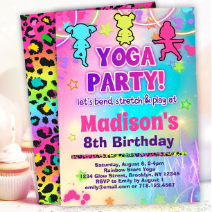 Rainbow Yoga Geburtstagsparty Einladung