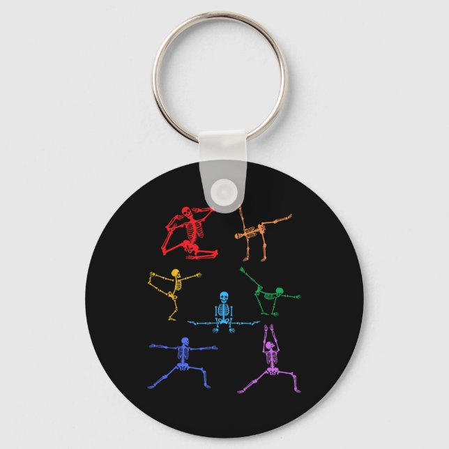 Rainbow Yoga Skeleton Übungsknochen Halloween Teil Schlüsselanhänger (Vorderseite)
