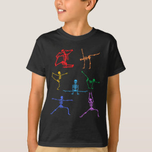 Rainbow Yoga Skeleton Übungsknochen Halloween Teil T-Shirt
