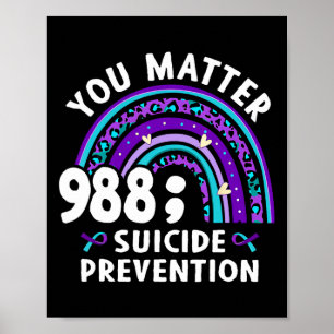 Rainbow You Problem 988 Suizidprävention Awarene Poster
