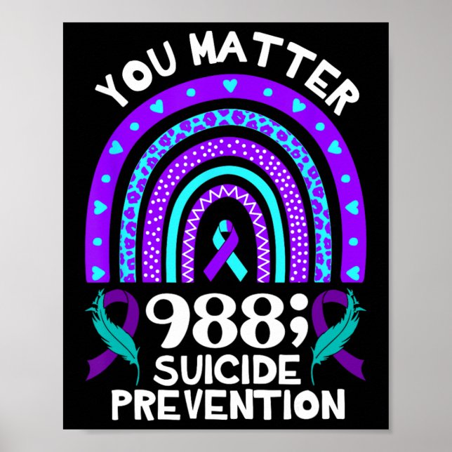 Rainbow You Problem 988 Suizidprävention Awarene Poster (Vorne)