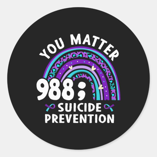 Rainbow You Problem 988 Suizidprävention Awarene Runder Aufkleber (Vorderseite)