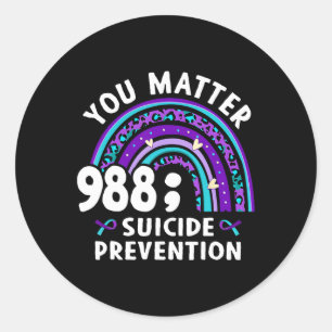Rainbow You Problem 988 Suizidprävention Awarene Runder Aufkleber