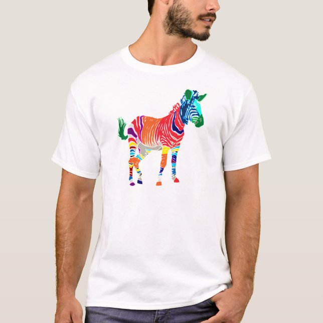 Rainbow Zebra Animals Mit Monogramm Muster Party T-Shirt (Vorderseite)