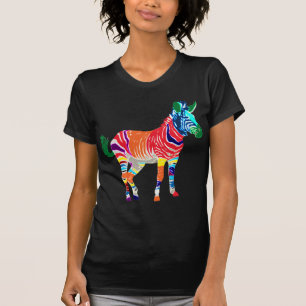 Rainbow Zebra Animals Mit Monogramm Muster Party T-Shirt
