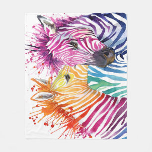 Rainbow zebra, Aquarellbilder. Fleecedecke