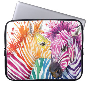 Rainbow zebra, Aquarellbilder. Laptopschutzhülle
