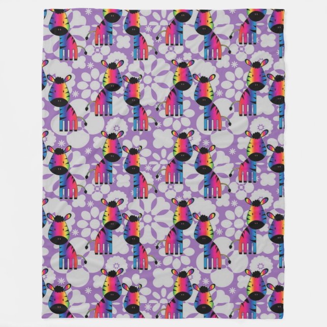 Rainbow Zebra Fleecedecke (Vorderseite)