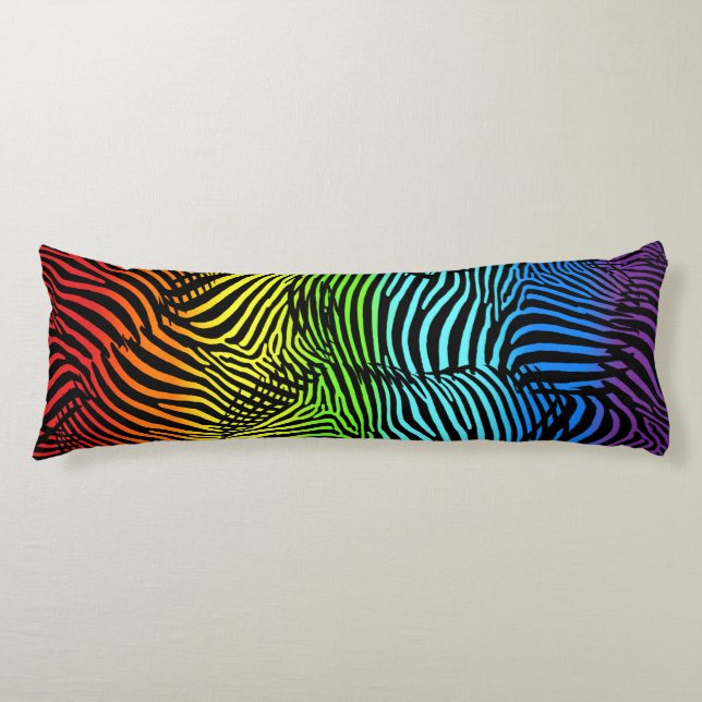 Rainbow Zebra Gemustert Strickkissen Seitenschläferkissen (Vorderseite)