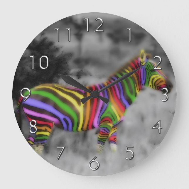 Rainbow Zebra Große Wanduhr (Vorderseite)