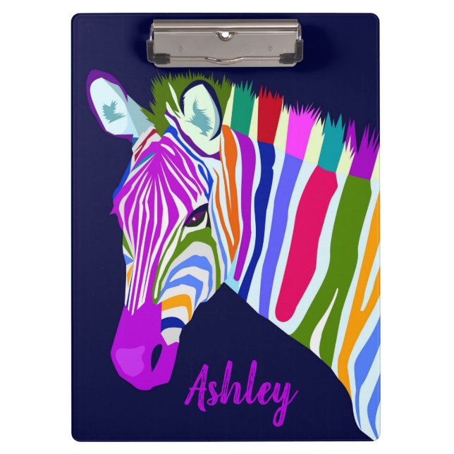 Rainbow Zebra Klemmbrett (Vorderseite)