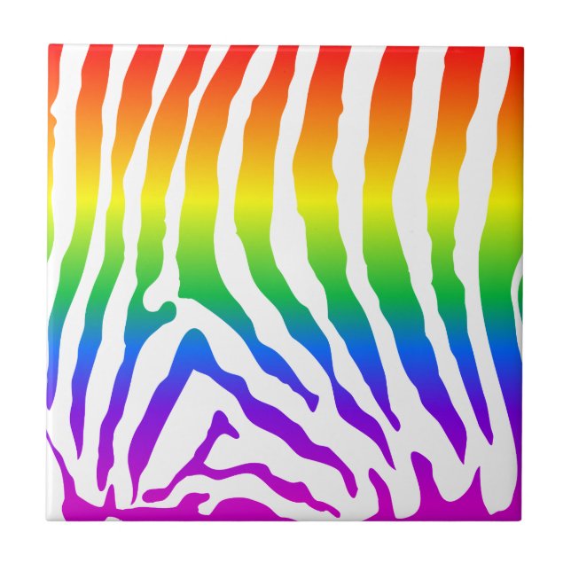Rainbow Zebra Pattern Fliese (Vorderseite)