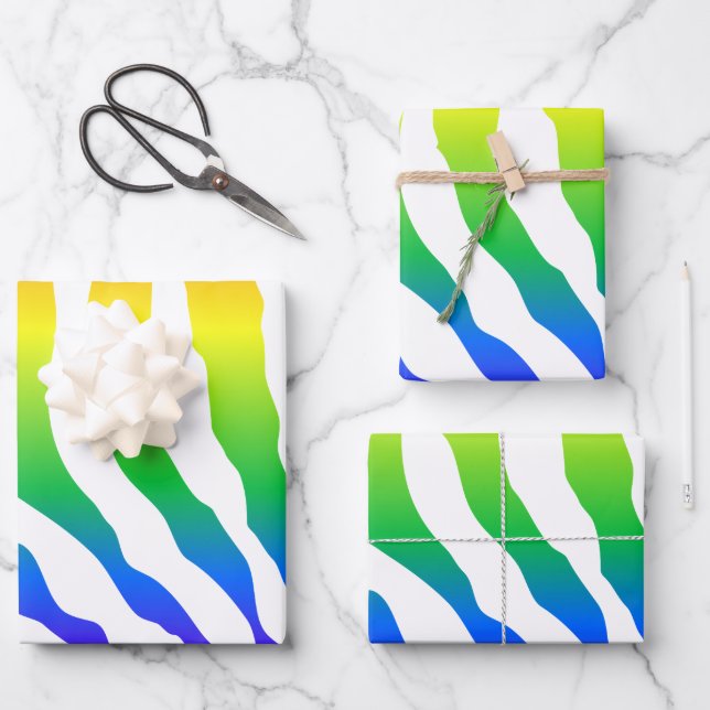 Rainbow Zebra Pattern Geschenkpapier Set (Vorderseite)