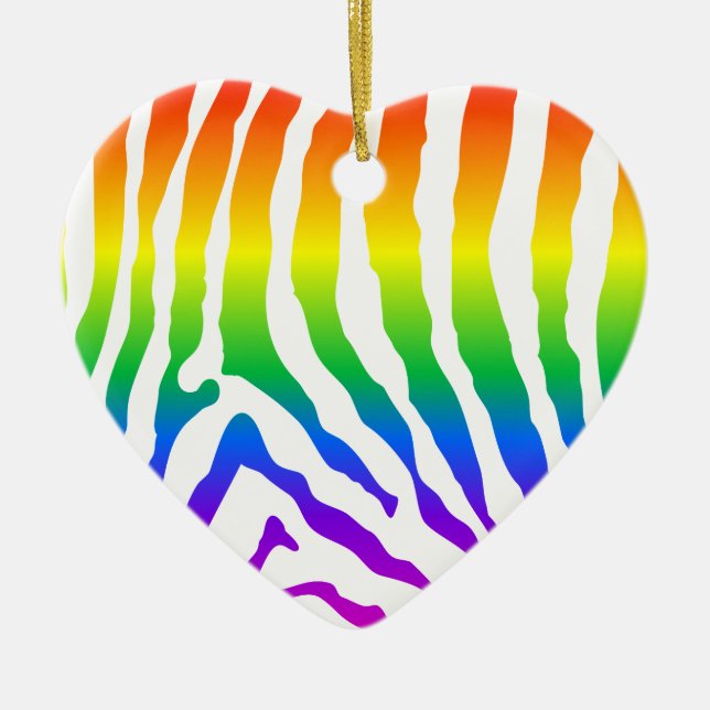 Rainbow Zebra Pattern Keramik Ornament (Vorne)