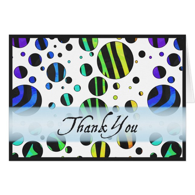 Rainbow Zebra Polka Dot Pattern Thank You (Vorderseite (Horizontal))