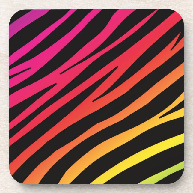 Rainbow zebra print getränkeuntersetzer (Vorderseite)