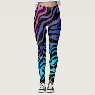 Rainbow Zebra Print Leggings