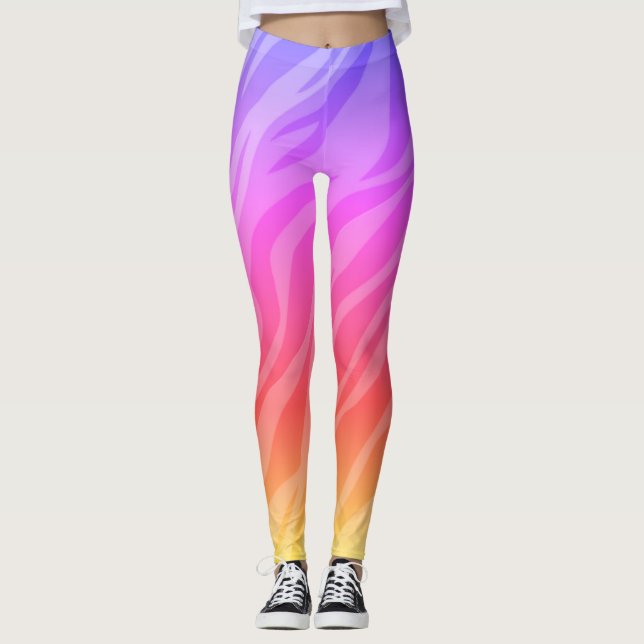 Rainbow Zebra Print Leggings (Vorderseite)