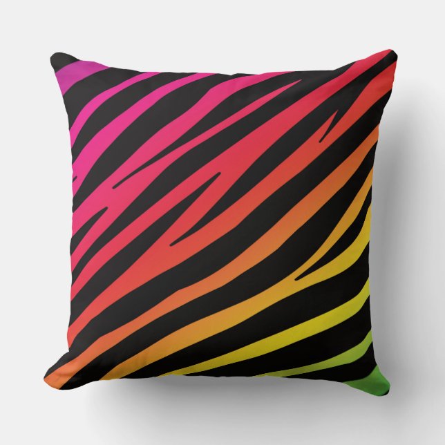 Rainbow zebra print mehrfarbig kissen (Vorderseite)