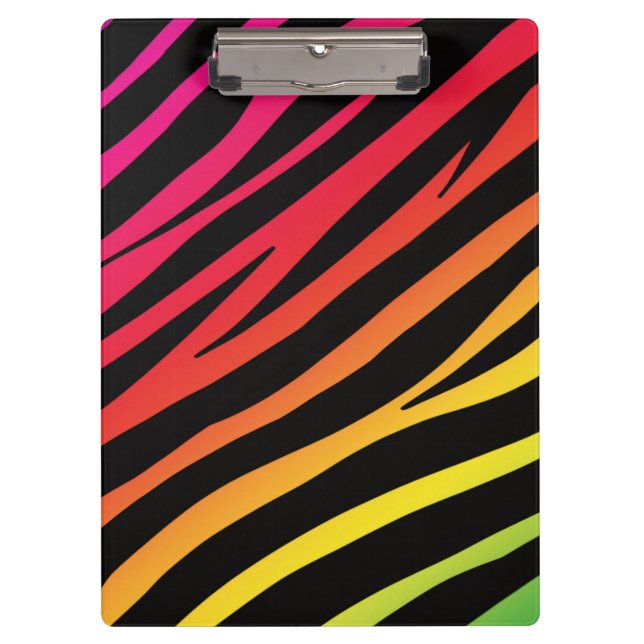 Rainbow zebra print mehrfarbig klemmbrett (Vorderseite)