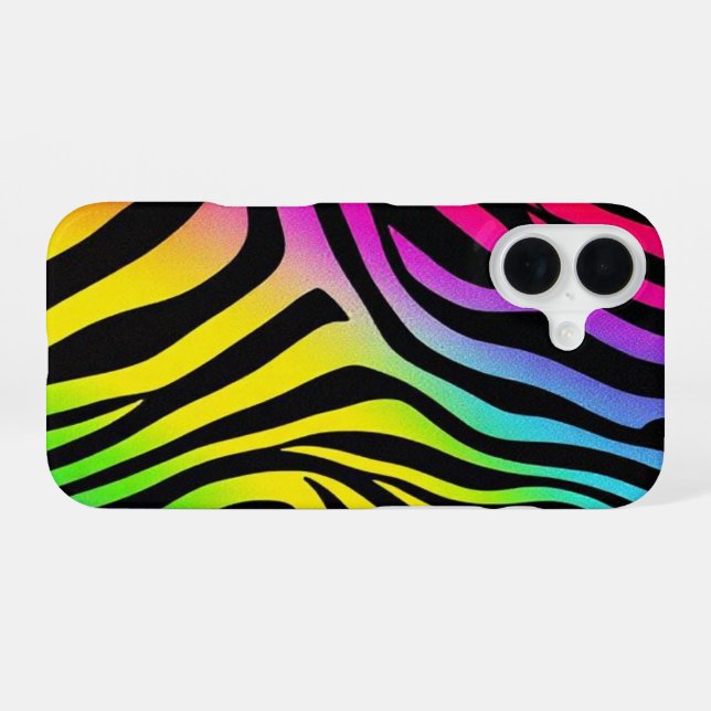 Rainbow Zebra Print Phone Case iPhone 16 Hülle (Rückseite (Horizontal))