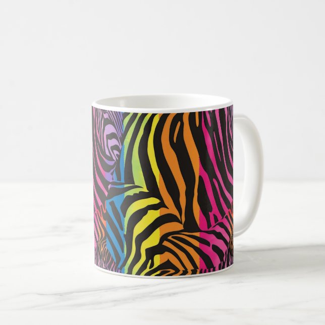 Rainbow Zebra Stipes Kaffeetasse (VorderseiteRechts)