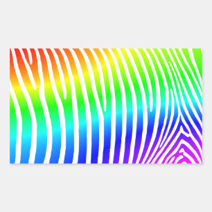 Rainbow Zebra Stripes Rechteckiger Aufkleber