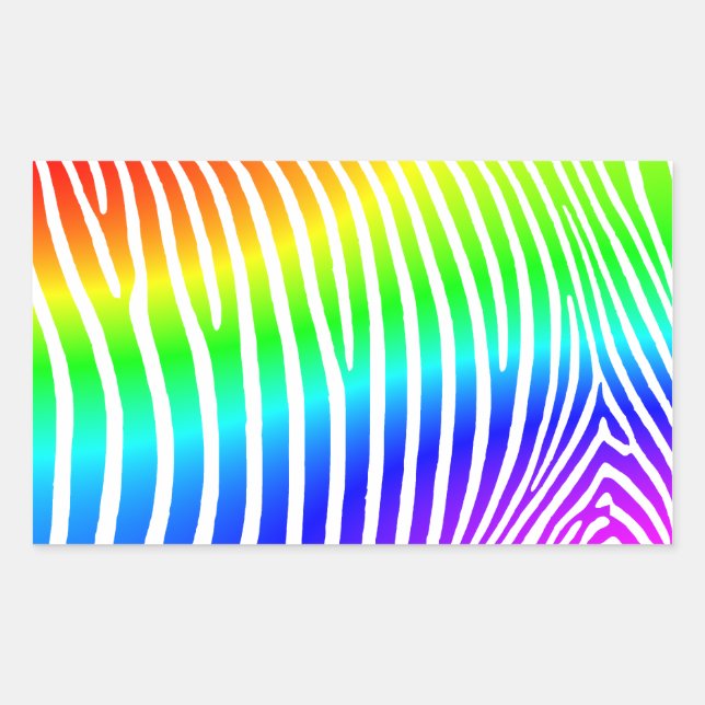 Rainbow Zebra Stripes Rechteckiger Aufkleber (Vorderseite)