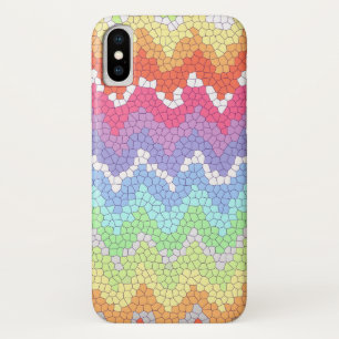 Rainbow Zickzack Hartglas Farblich Abstrakt iPhone X Hülle