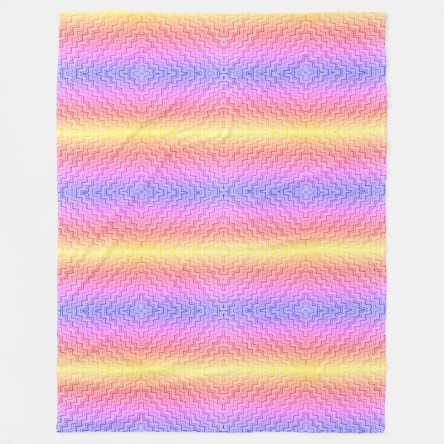 Rainbow Zickzack Mirror Pattern Boho Fleece Blanke (Vorderseite)