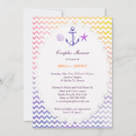Rainbow Zickzack Nautical Couples Dusche Einladung