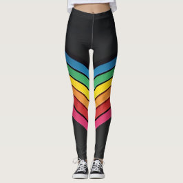 Rainbow-Zickzack Streifen auf einem schwarzen Hint Leggings
