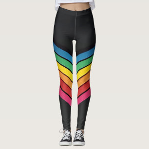 Rainbow-Zickzack Streifen auf einem schwarzen Hint Leggings