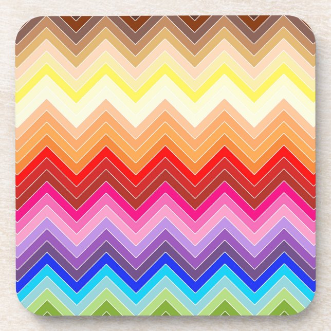 Rainbow Zig Zag Getränkeuntersetzer (Vorderseite)