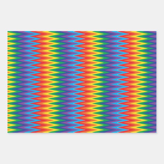Rainbow Zigzag Muster Geschenkpapier Set (Vorderseite)