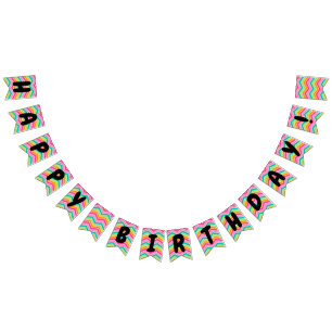 Rainbow zigzag Streifen Happy Birthday Farben Zeic Wimpelkette