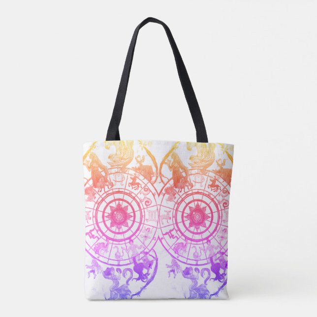 Rainbow Zodiac Astrological Signs  on a Tote Bag Tasche (Rückseite)