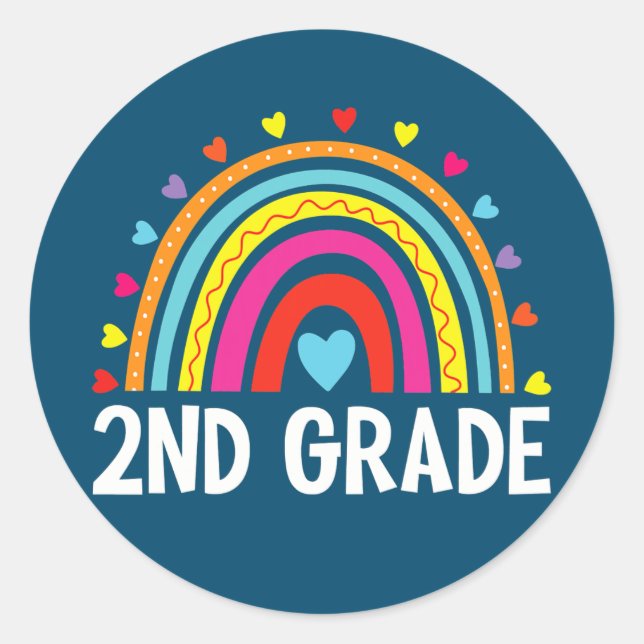 Rainbow Zurück zur zweiten Klasse des Schulteams Runder Aufkleber (Vorderseite)