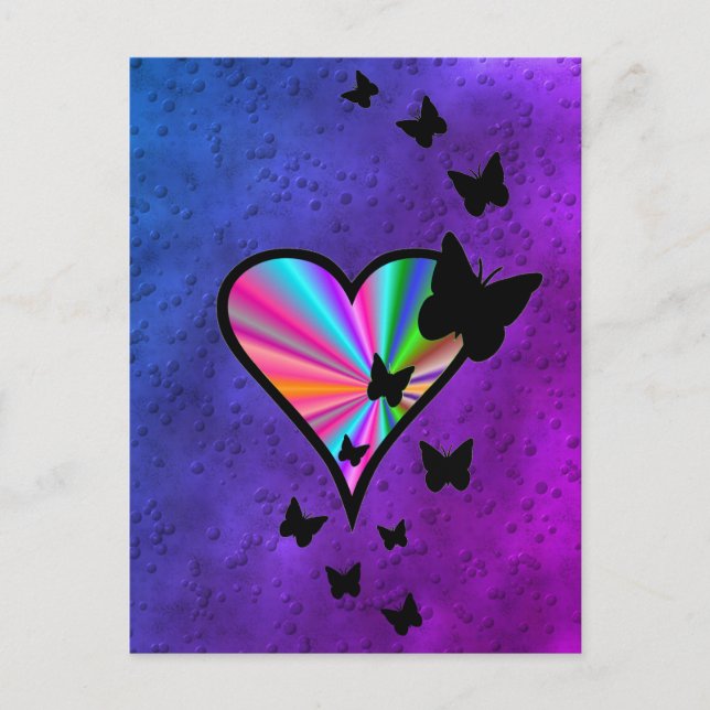 Rainbowheart und Butterfly Postkarte (Vorderseite)