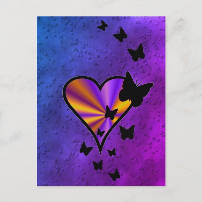 Rainbowheart und Butterfly Postkarte (Vorderseite)
