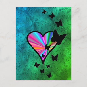 Rainbowheart und Butterfly Postkarte