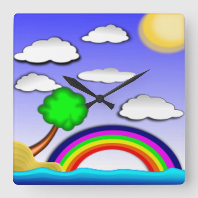 RAINBOWLAND QUADRATISCHE WANDUHR (Vorderseite)
