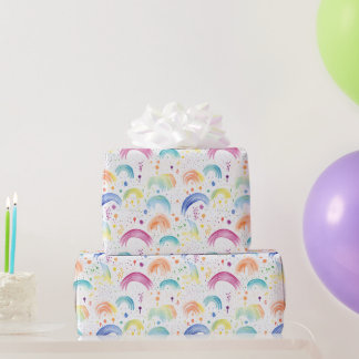 Rainbows and Rainbow Colored Flowers Geschenkpapier