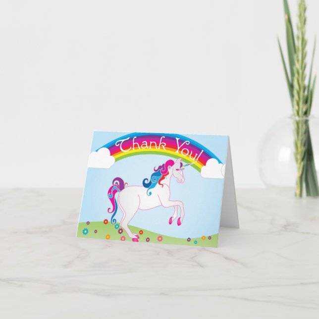 Rainbows and Unicorn Thank You Notes Dankeskarte (Vorderseite)