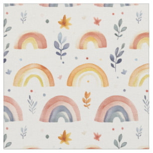 Rainbows / Blätter / Punkte auf Weiß Stoff