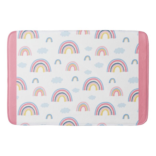Rainbows Boho Pink Blue Yellow Fun Girly Badematte (Vorderseite)